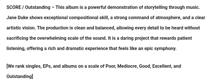 Outstanding score from review !